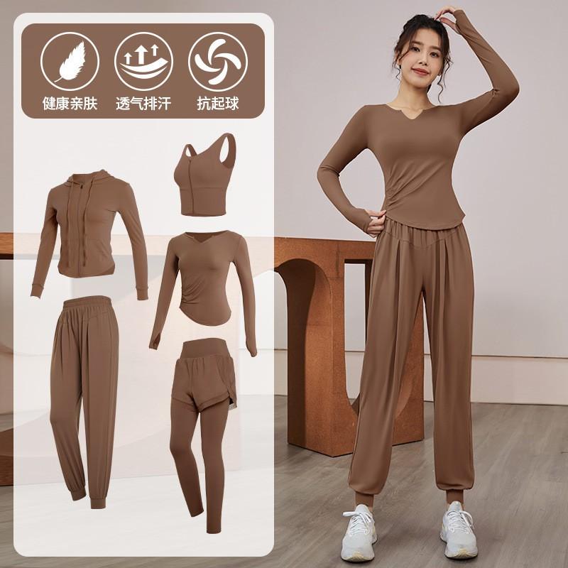 Womens Quick-Dry Fitness Set Gym Yoga Running Long Sleeve Top Pants Sportswear