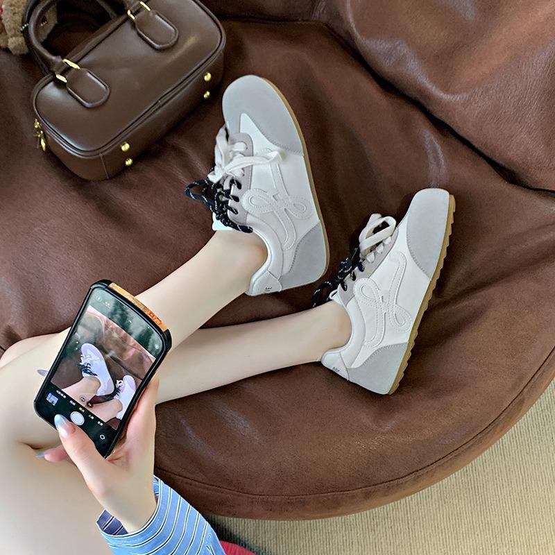Inner heightening retro large toe head lace-up casual sports women's spring new women's shoes