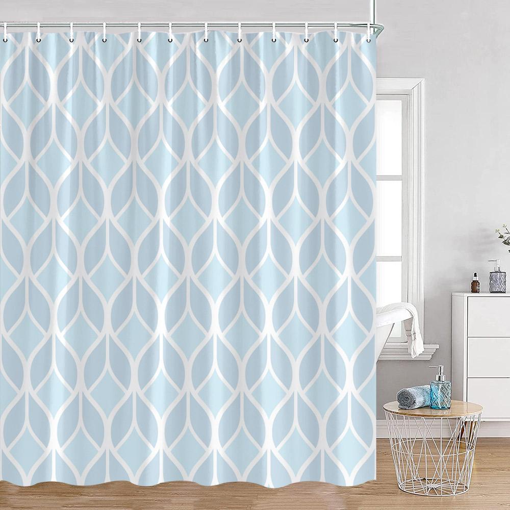 Abstract Geometric Pattern Shower Curtains Simple Minimalist Bthroom Decorations Polyester Fabric Bath Curtains with Hooks