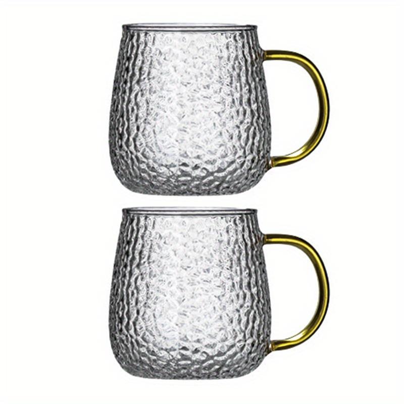 12.3oz Glass Handle Hammered Heat-resistant Glassware Reusable Juice Iced Coffee Tea Summer Drinks Milk And Cocktail Drinking Cups Household Kitchen S