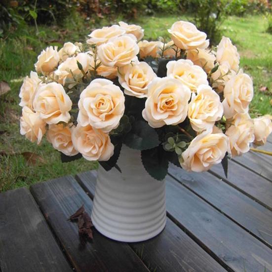 1 Bouquet/12 Heads Artificial Roses Silk Flower Home Party Bridal Bouquet Decor