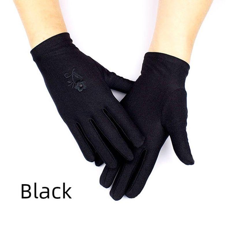 Spandex High Elastic Gloves Jiamus Square Stage Performance Embroidered Female Summer Sun Protection Winter Colorfast Black White Gray
