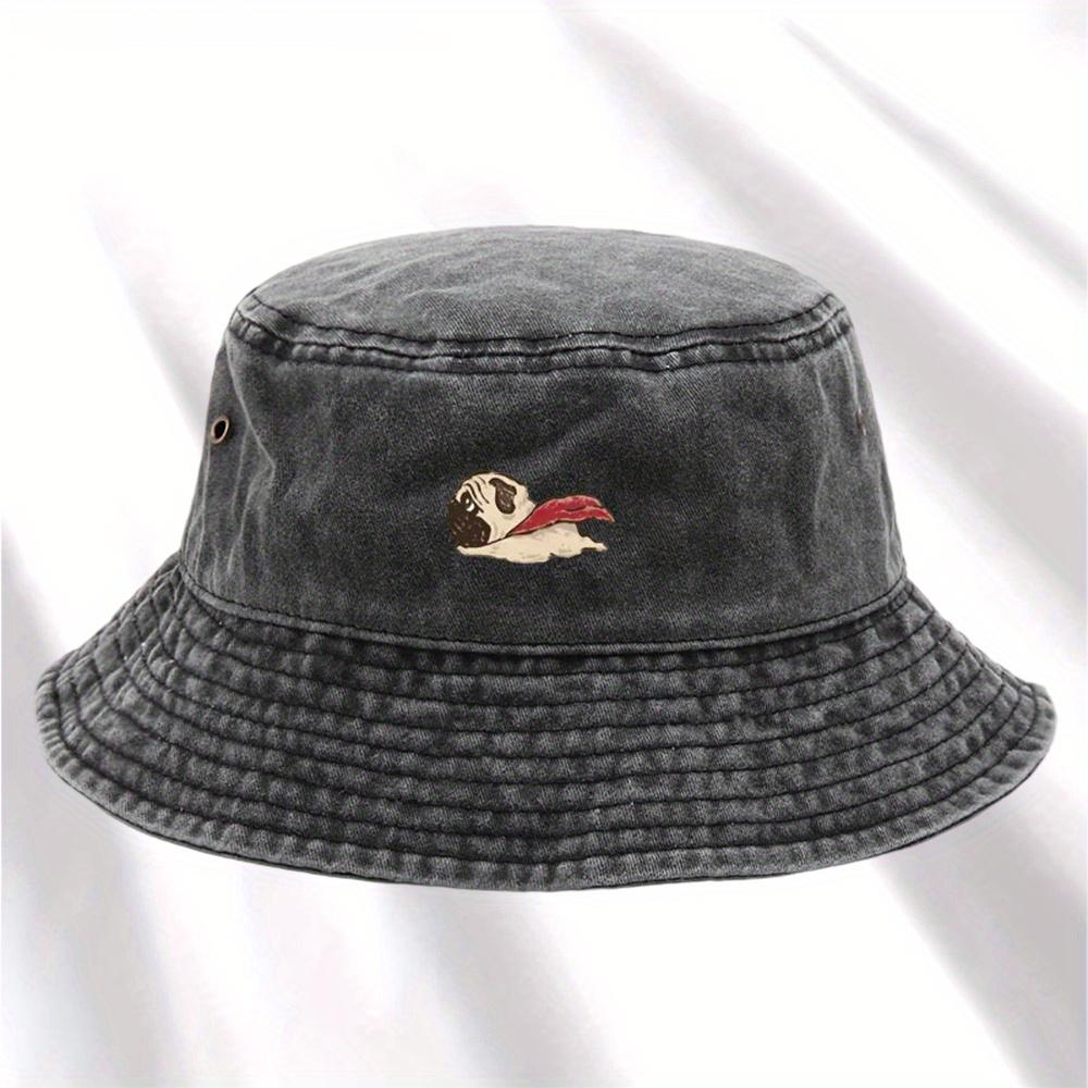 Dog print fisherman hat, foldable storage, washed and vintage style, men's and women's fashionable bucket hat basin hat