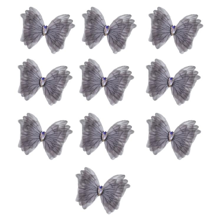 

10Pcs Sparkling Butterfly Applique Craft Project Accessory for Fabric Embellishment and Kids Costume Making Supply темно-серого