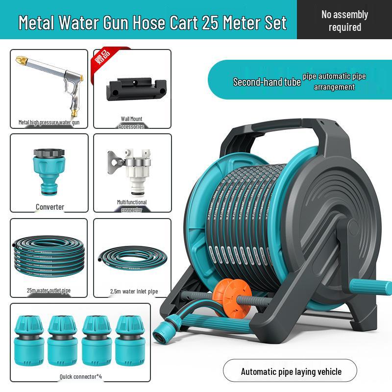 High-Pressure Water Hose with Automatic Storage Reel for Gardening and Car Washing