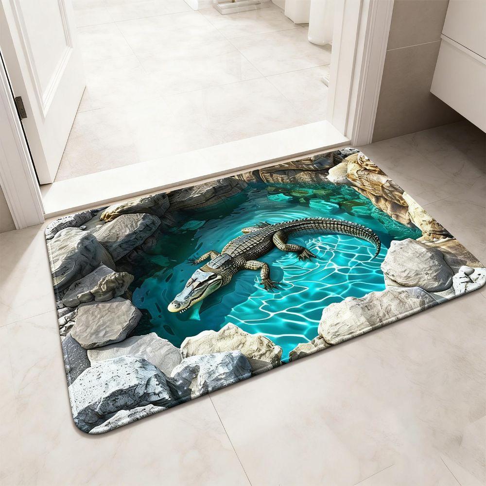 3D Flat Optical Illusion Doormat Non-slip Water-absorbing Bathroom Carpet Realistic Design Durable Bedroom Door Rug