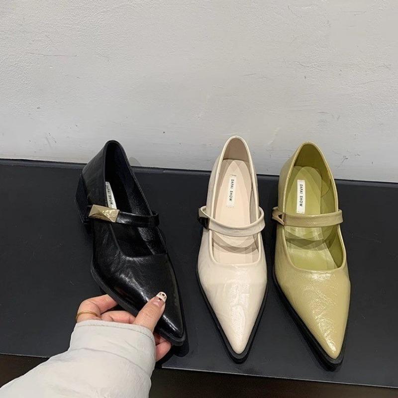 Summer New Style Square Heel Pointed Toe Shoes Women's High Heels Solid Color Sexy Fashionable Comfortable High Heels