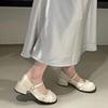White French round head light mouth thick high heel single shoes women's summer 2025 new with skirt heightening soft sole Mary Jane shoes