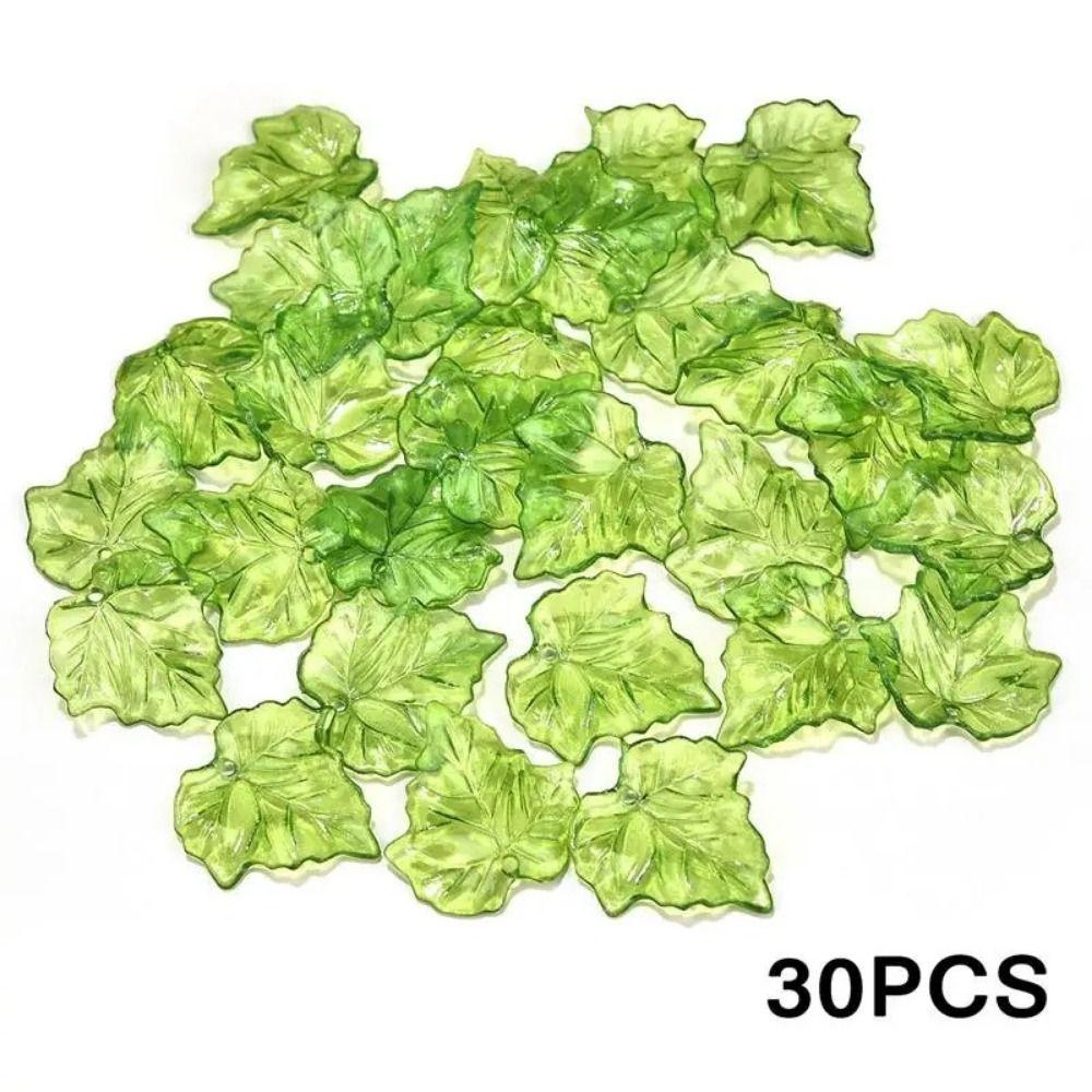 

30pcs Leaf Shape Green Acrylic Leaf Beads Transparent Leaves Loose Bead DIY Jewelry Making 23X24mm