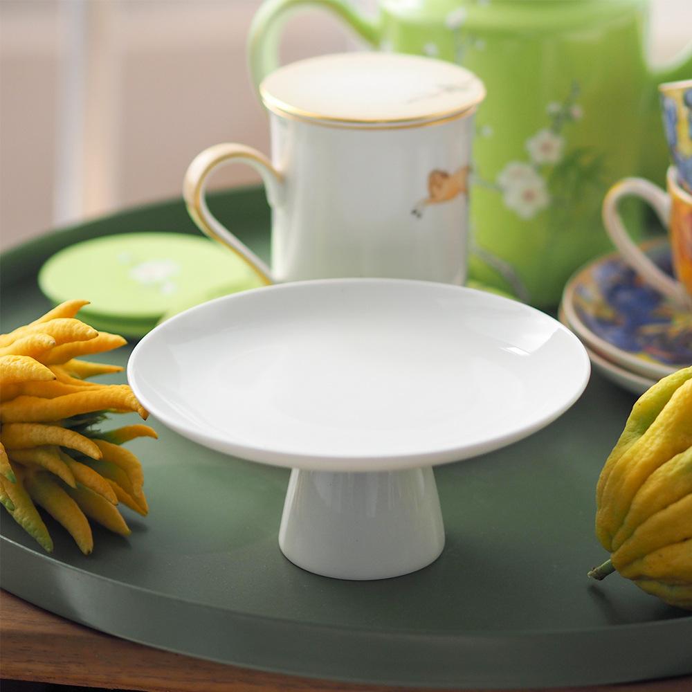 Japanese high-footed plate, bone china, high-footed plate, high-footed tray, soup-filled cake plate