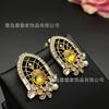 Middle Aged Heavy Industry Hollowed Out Window Flower Inlaid With Earrings Court Style Exquisite Elegant Temperament Vintage High-end Feeling