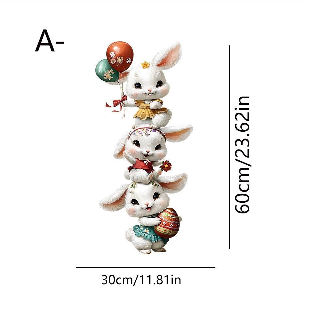 Self-Adhesive Flower Rabbit Sticker Easter Festival Party Sticker New Wall Decal  Glass Decoration