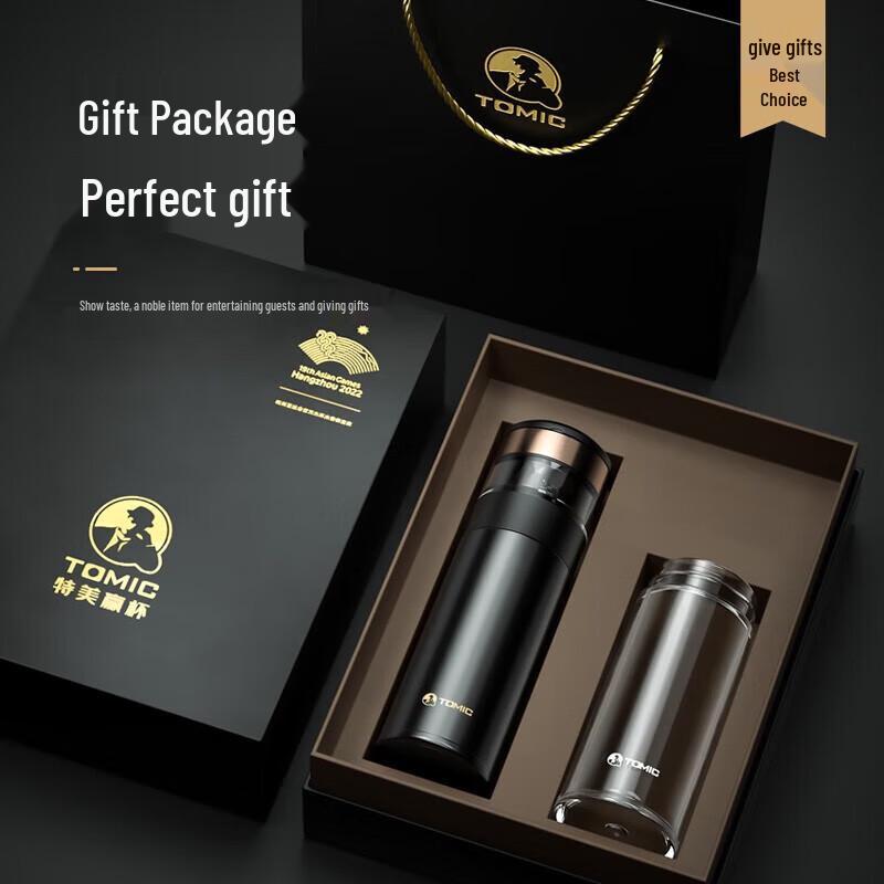 TOMIC Tea Infuser Double-Layer Glass Bottle with Ceramic Liner
