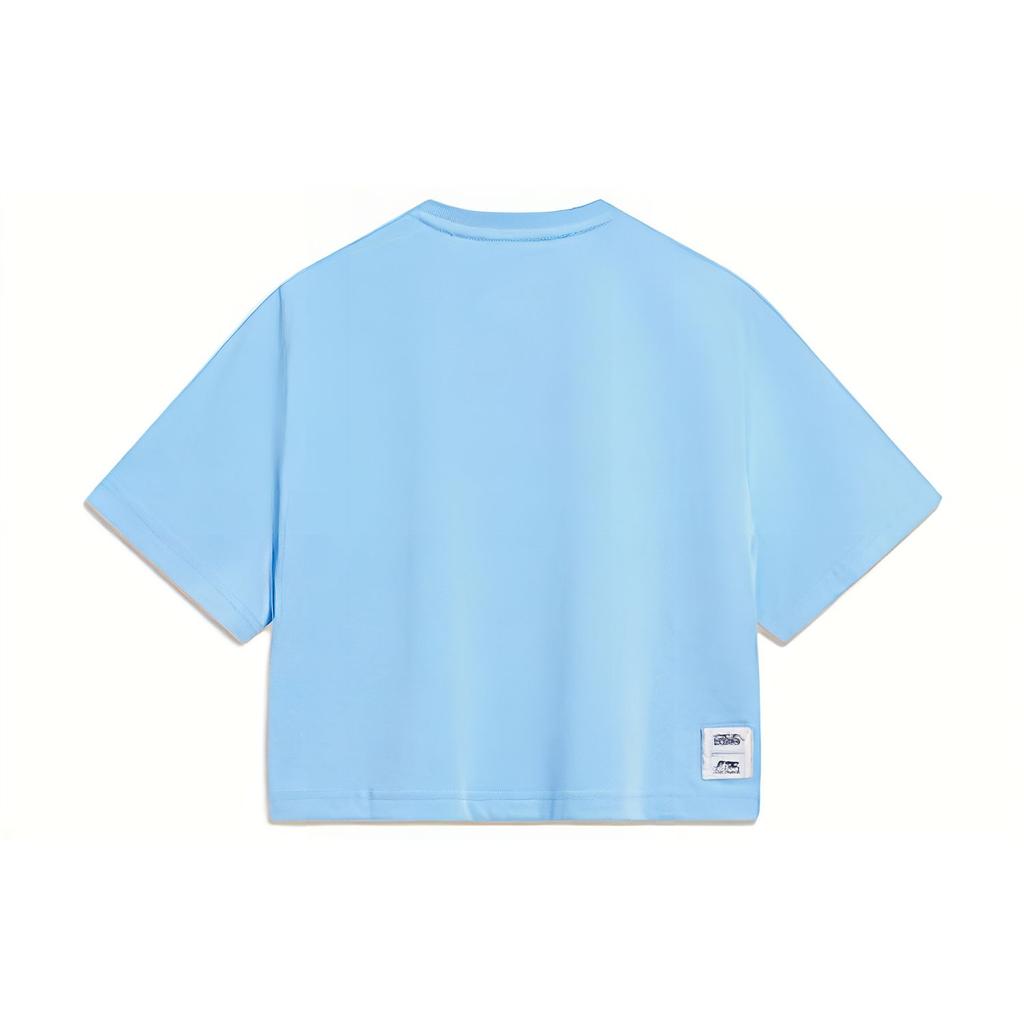 Li Ning X League Of Legends Solid Color Label Letter Print Short Loose Straight Short Sleeve T-Shirt Women Tops ATST810-5