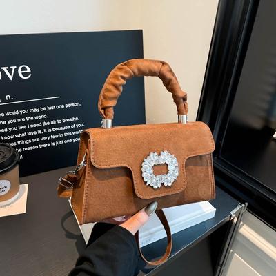 Fashion Diamond-encrusted Small Square Bag New Gemstone Handbag Women's Bag Textured Shoulder Messenger Bag