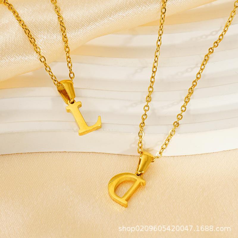 26 Letter Necklace Women's 18K Simple Fashion Non-fading Pendant Jewelry 2026