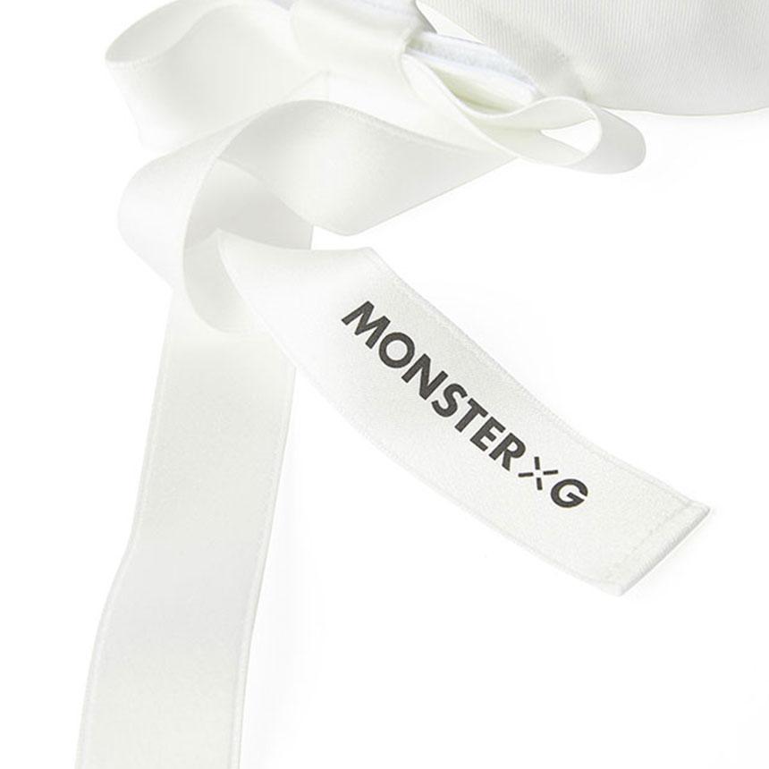 Monseuteoji Ribbon Wide Ball Cap White Mc24Rbw-189