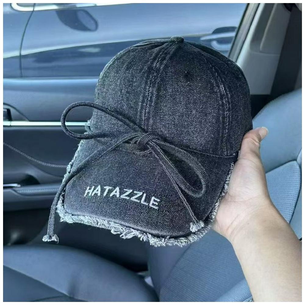 Vintage Distressed Washed Denim Bow Baseball Cap for Women All-Season Casual Sweet Sun-Protective Shade-Providing Hat