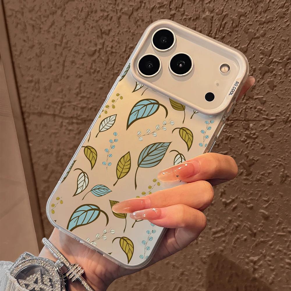 Luxus Blatt Handyhülle Für iPhone 17 16 15 14 13 12 11 Pro Max Air Matt Laser Aurora Stoßfest Funda