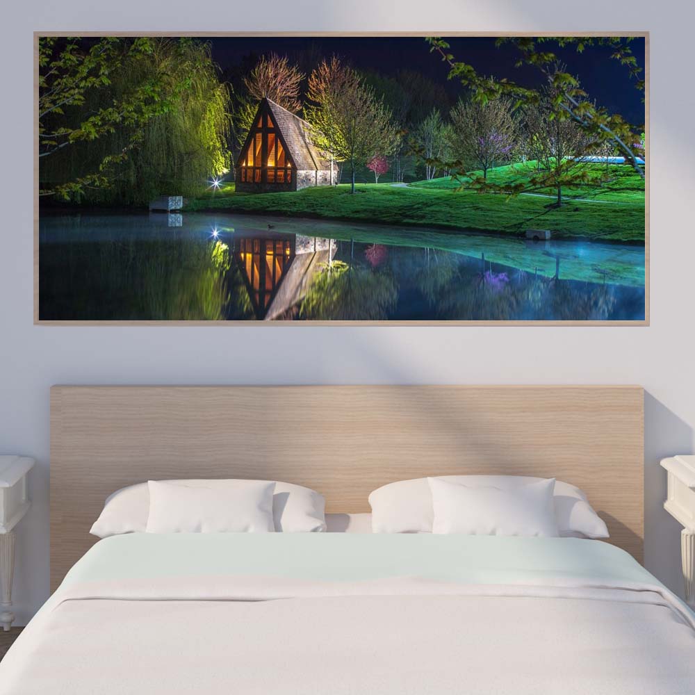 Landscape oil painting beautiful mountain lakeside town art canvas painting living room corridor office home decoration mural No Frame