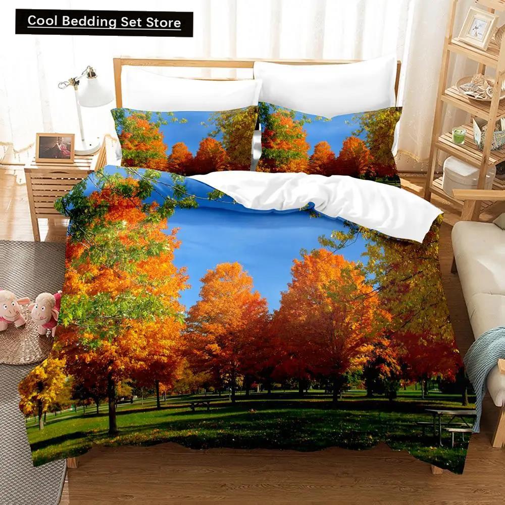 Comforter Natural Landscape Blue Sky Lawn Flower Double Queen King Size 2/3Pcs Polyester For Kids Teens Adults