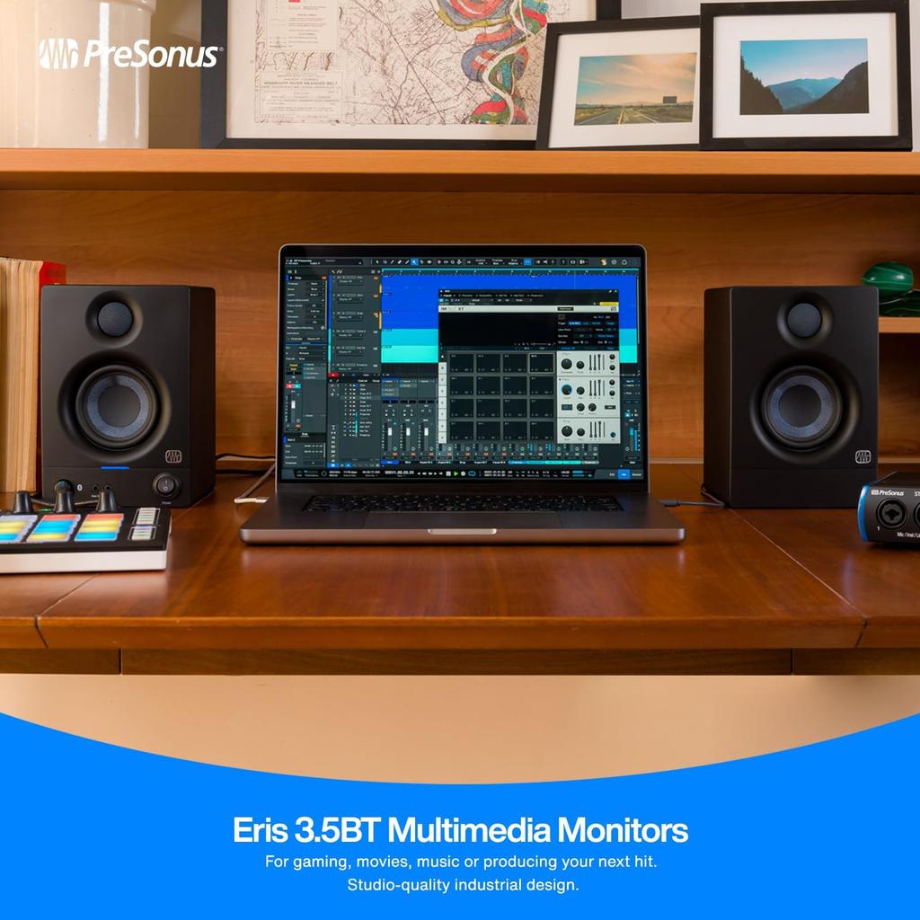 PreSonus Eris Active Bluetooth Enabled 3.5BT (2nd Gen) 2-Way Monitors, 3.5 inches, (Pair)
