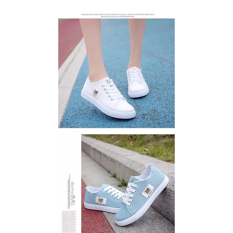 Women  New Korean Style Canvas Skate Shoes, Summer Thin Upper Versatile White Flat Shoes, Flat Thick Sole Trendy Casual Sneakers for Female Students
