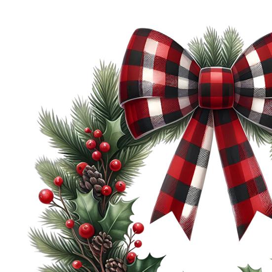 Christmas Wreath Stickers Removable Wall Decals Holiday Pine Cones Bow Wreath Patterns Stickers for Home Window Glass Door Decor