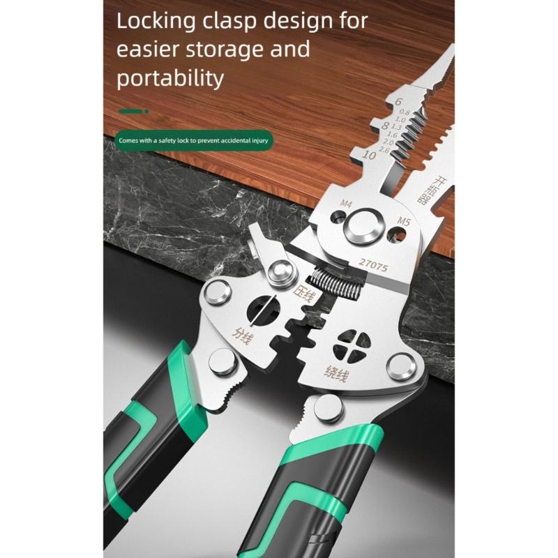 Foldable Wire Stripper Crimping Pliers Tool Multi Function Design For Electrician Work With Compact Steel Construction