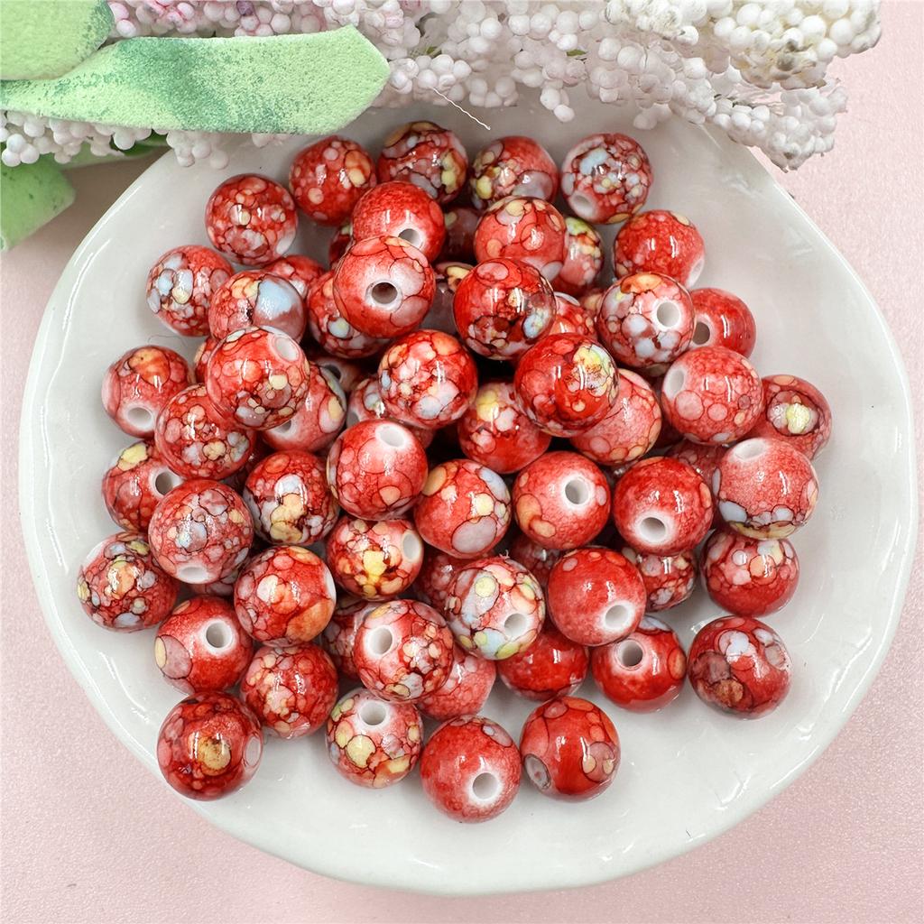 Acrylic 50Pcs DIY Bracelet Loose Beads Small Beads Fashion 8mm Necklace Making Accessories Colored  Beads