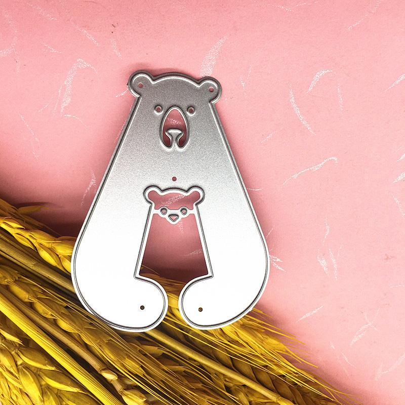 

Шаблоны дизайна «Мать-медведица и медвежонок» Скрапбукинг Ремесло Die 3D DIY Изготовление фестивальных карточек серебряный