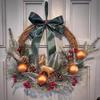 Christmas Reindeer Pine Needle Wreath Wall Hanging for Indoor Door & Window Decoration