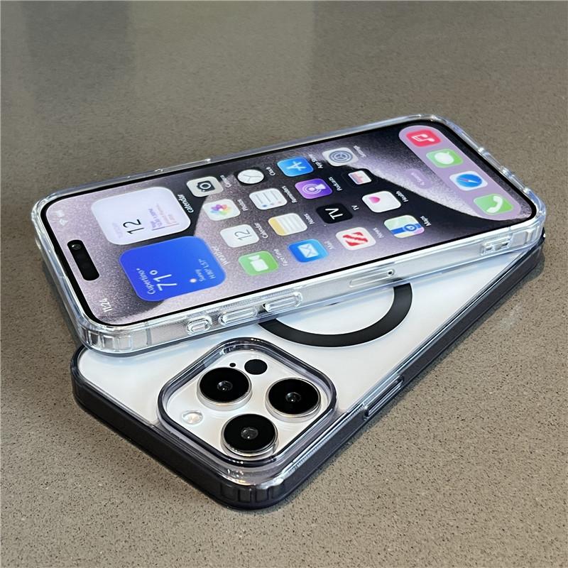 Luxury Magsafe Wireless Charge Matte Translucent Case For iPhone 15 14 13 12 11 Pro Max Plus Mini Magnetic Soft Bumper Cover