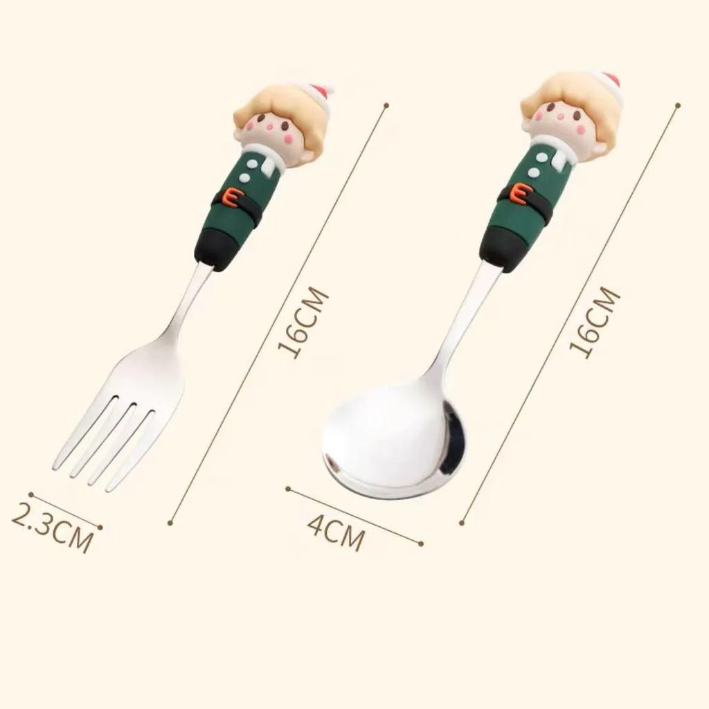 Christmas Coffee Stir Spoons Gift Cute Stainless Steel Spoon Christmas Fork Tableware Cartoon Rice Spoon Home Use