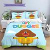 Hey Duggee Muster Bettwäsche Bettdecken-Set Heimdekoration Geschenk (1 Bettbezug + 2 Kissenbezüge (ohne Füllung))