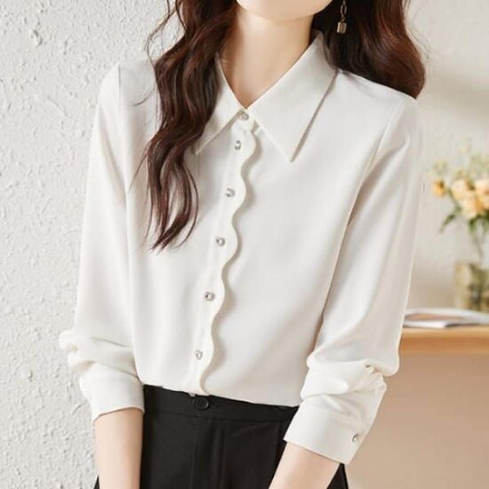 Navava Long Sleeve Shirt Wave Button Collar Nb2835