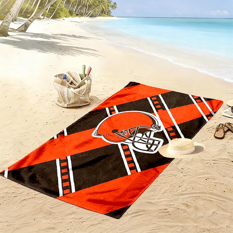 Cleveland Browns Print Beach Towel, Large Soft Quick Dry Towel for Beach Camping Swimming