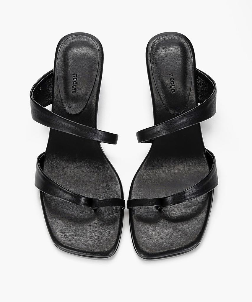 Recur Ecur Asymmetrical Detail Sandal Heels Black 1283
