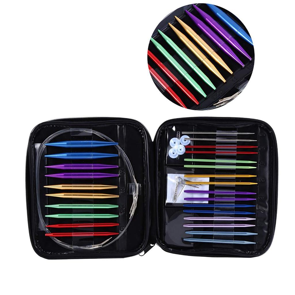 Circular Needle Knitting Knitting Aluminum Knitting Handmade Set with PU Knitting Needles and Knitting Needles Set, Set, Needles, Needles, Anti-rust,