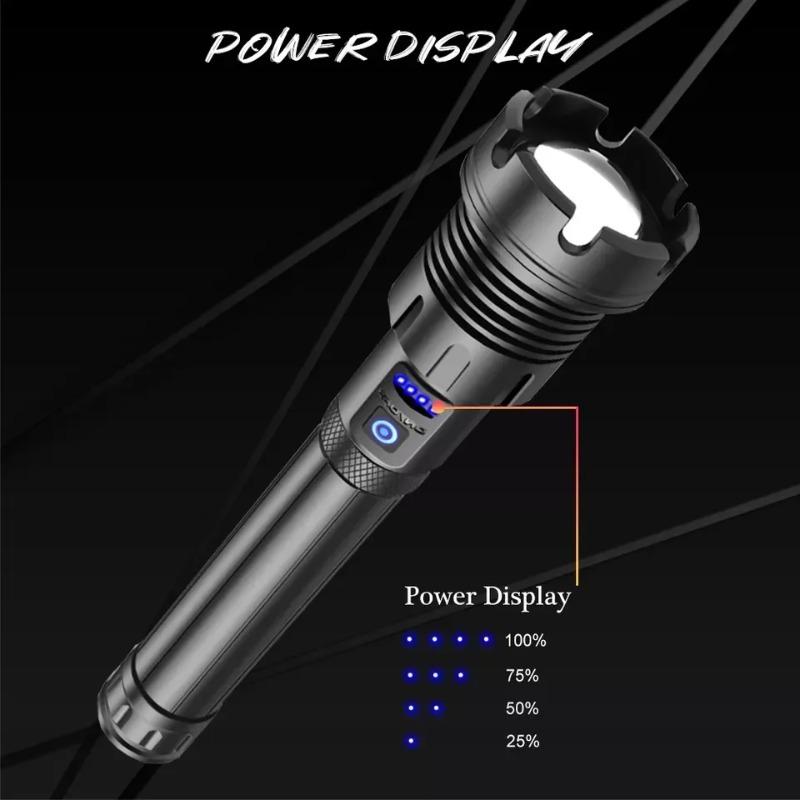 Multiple Lighting Modes XHP70 XHP90 COB Aluminum Rechargeable Zoom Multifunctional Flashlight Tactical Self-defense Flashlight