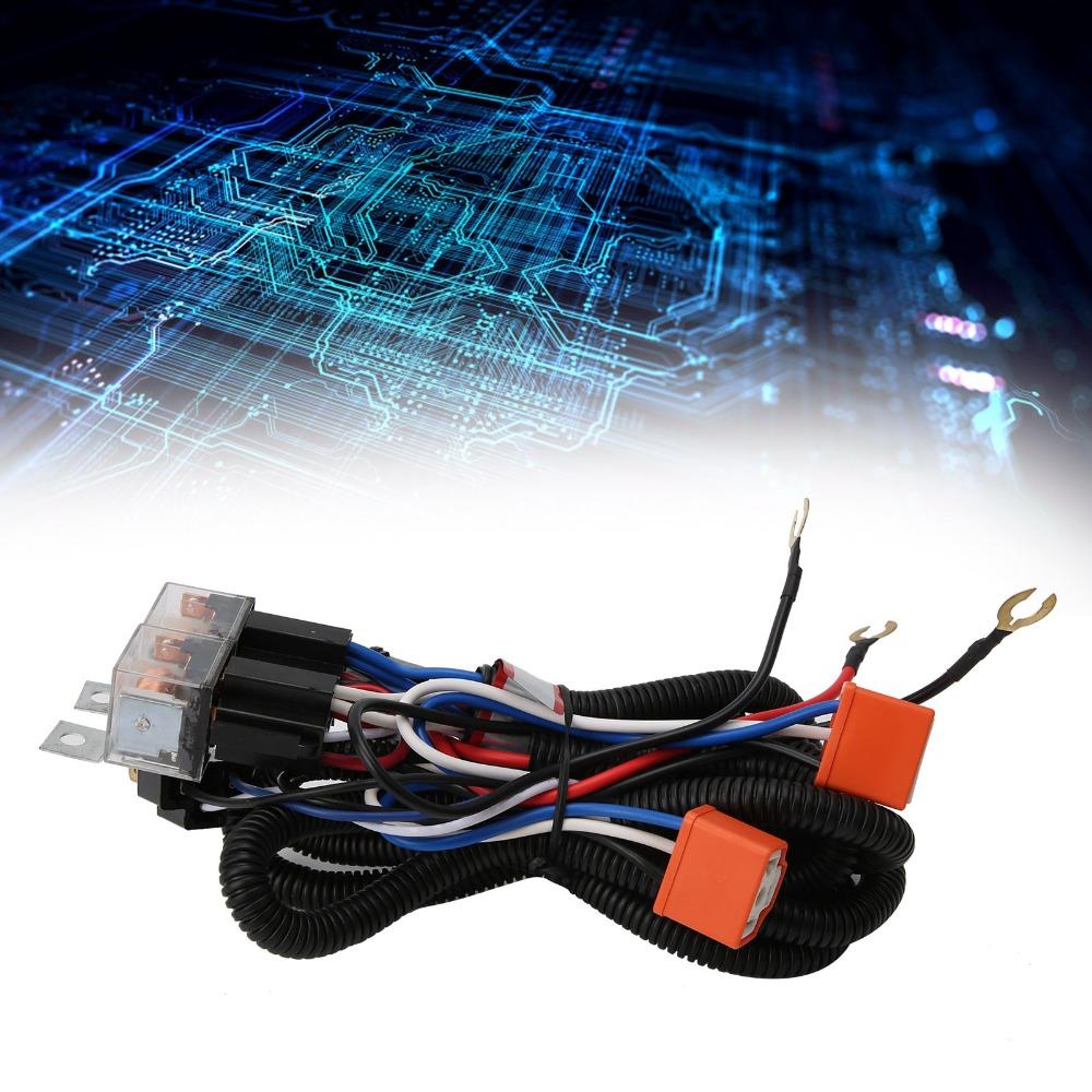 DC 12V H4 Headlight Relay Harness Ceramic Socket Relay Wiring Harness Kit Offroad Truck