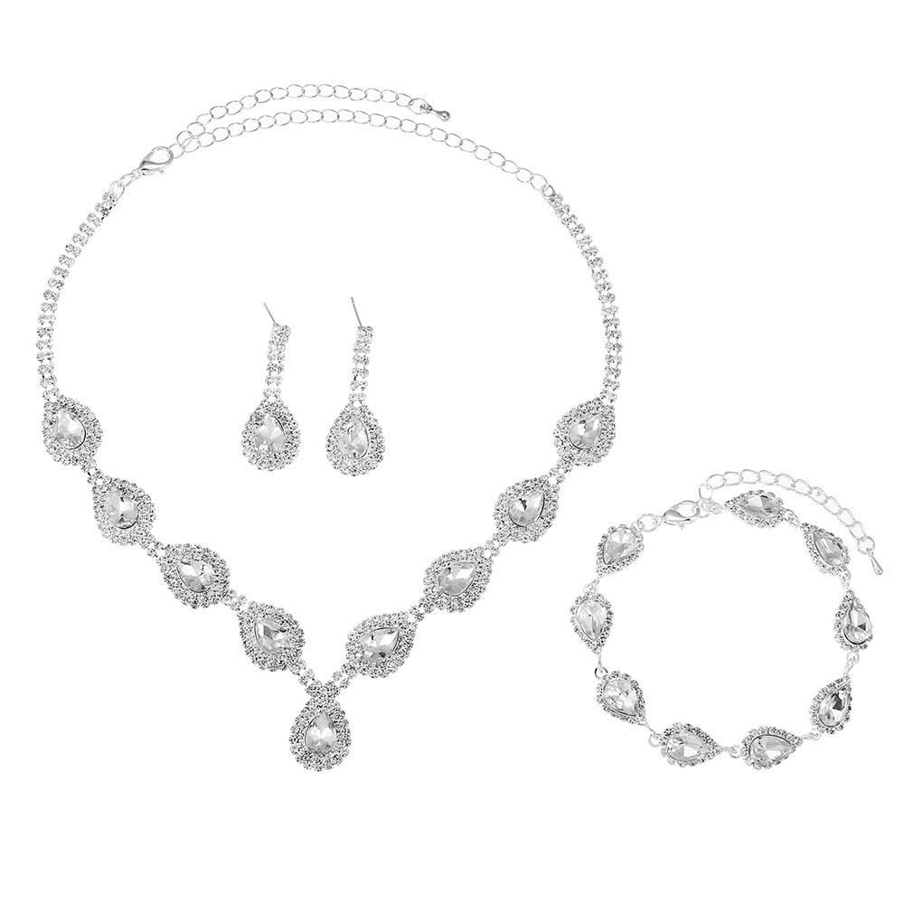 Popular Jewelry, Water Drop Set, Necklace Stud Earrings, Two-Piece Set, Versatile, Bridal Wedding Jewelry.