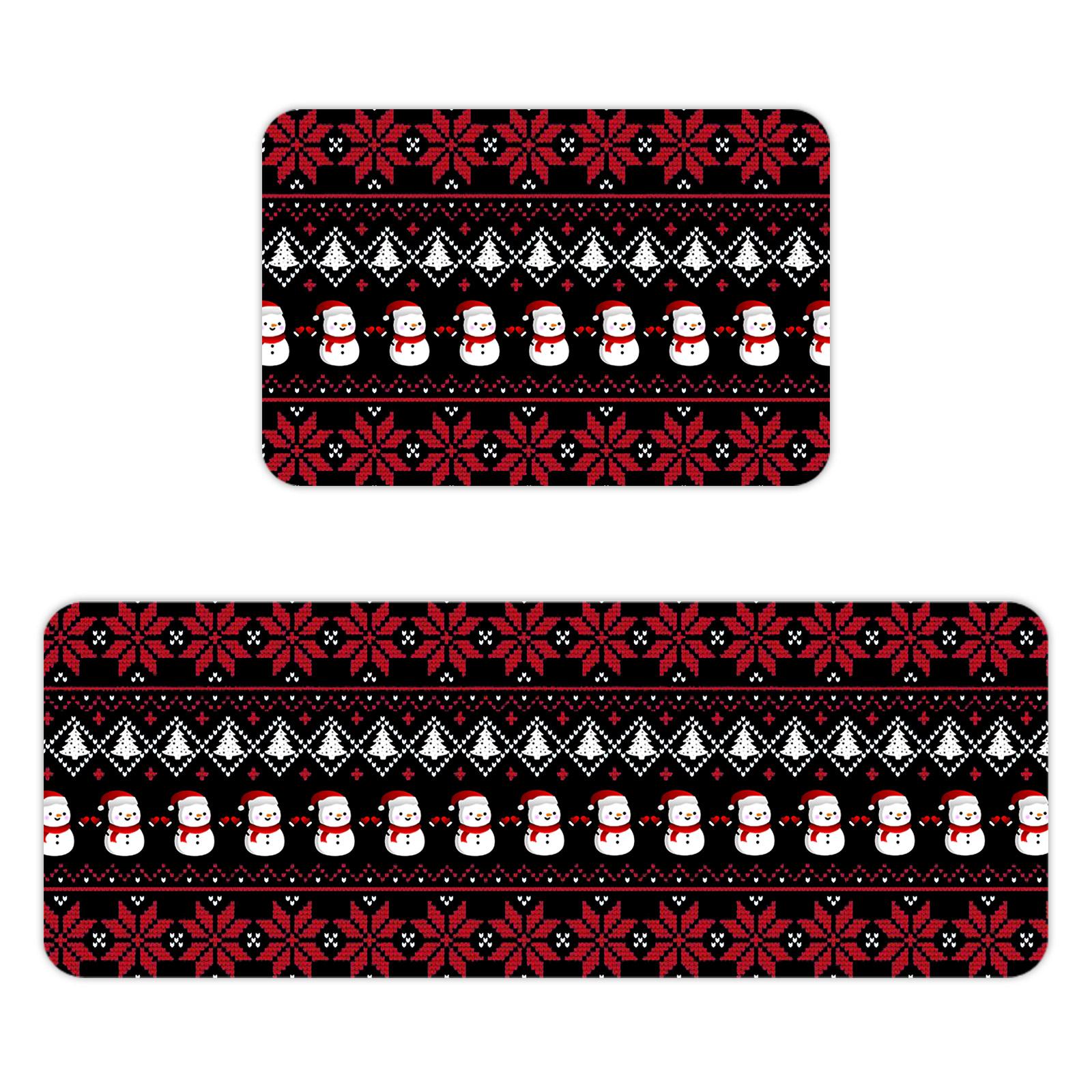 

Christmas Kitchen Anti-slip Mat Carpet Flannel Doormat Two-piece Set One Size