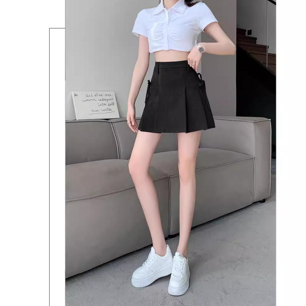 Irregular Tie-Waist A-Line Pleated Midi Skirt for Women