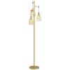 170.5cm Industrial Dimmable Standing Lamp, 3-Light Floor Lamp with Steel Wire Cage Lampshades, Gold Tone