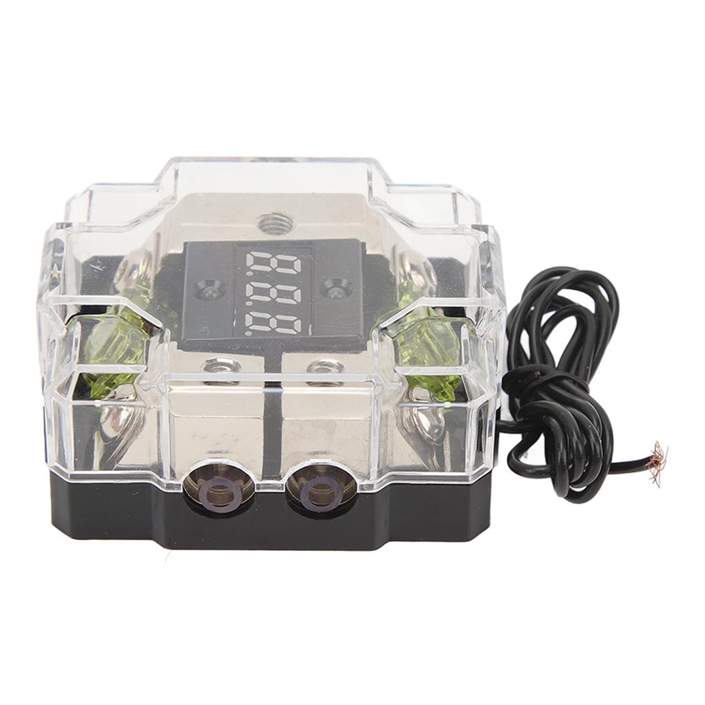 Car Audio Fuse Holder 4GA IN 4GA OUT 100A Digital Display Stereo Distribution Block Box for Automobile Boat Yacht RV