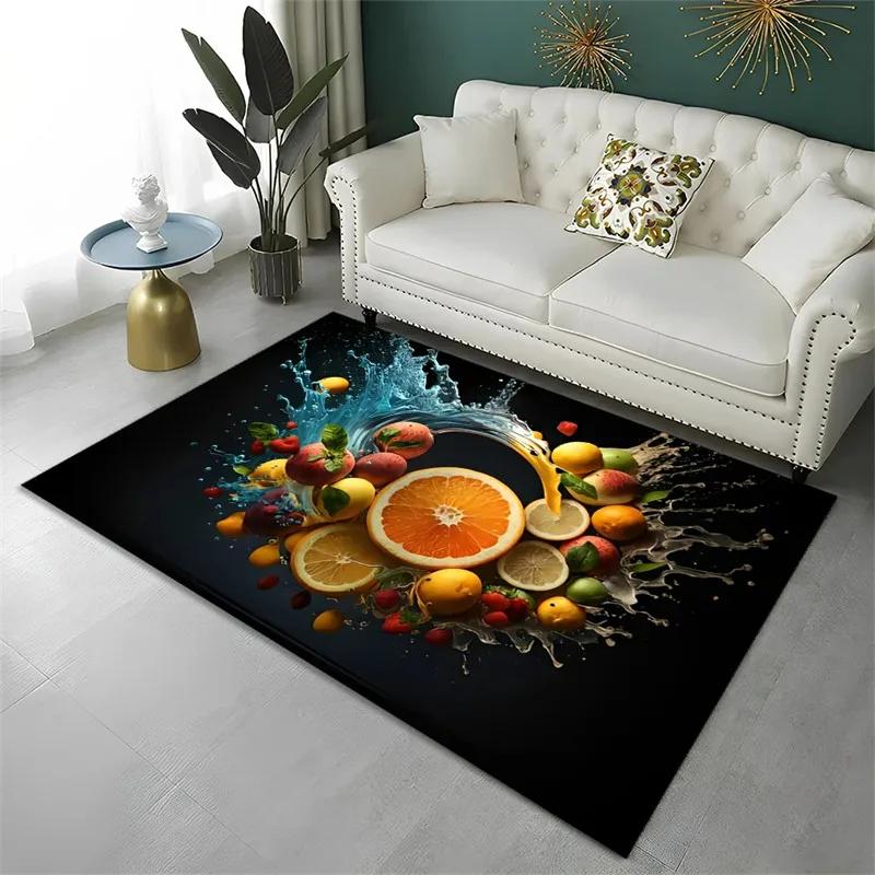 Cute Fruit Carpet Cartoon Fruits Area Rug for Children Girl Bedroom Bathroom Decor Kitchen Doormat Non-slip Floor Mat Throw Rugs