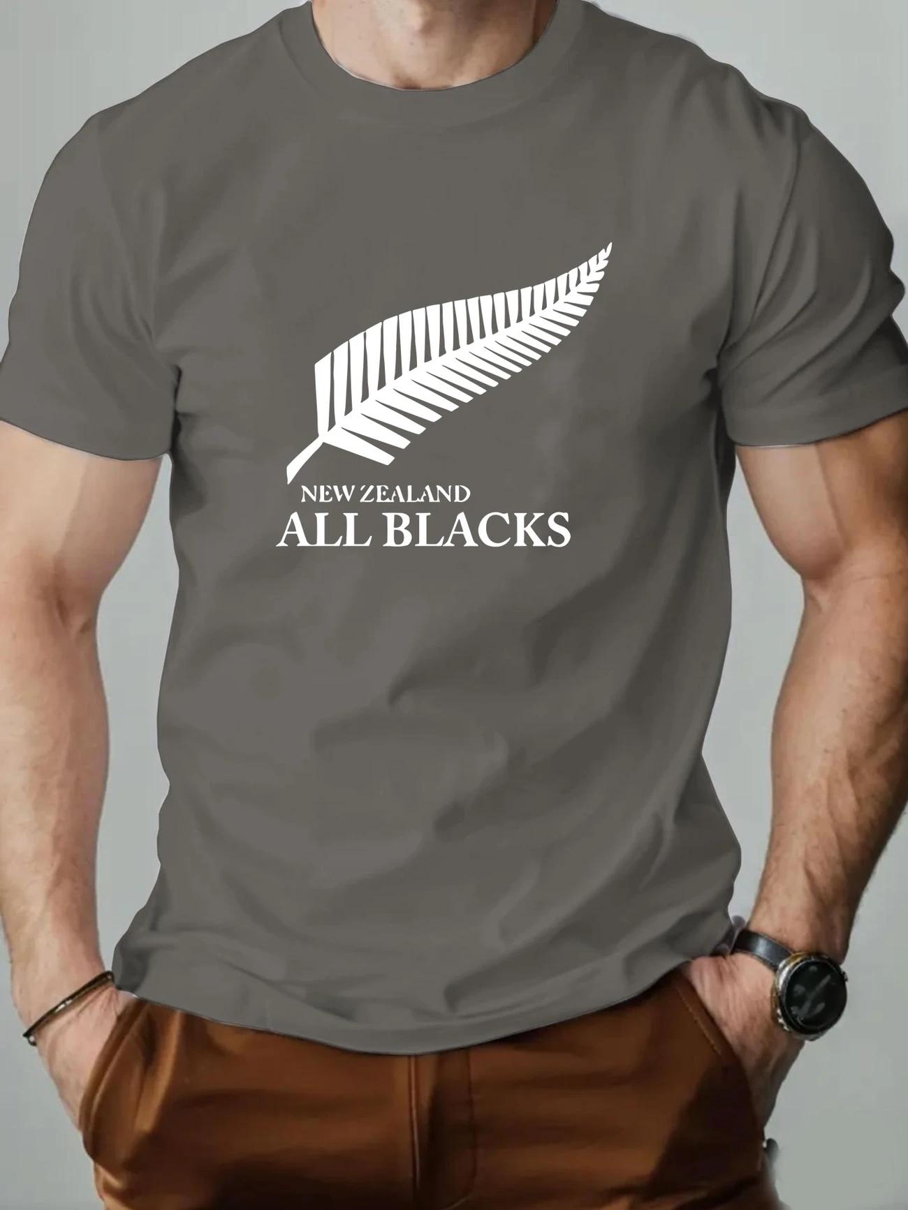 

Летняя повседневная мужская футболка с кленовым листом и английским узором, летняя повседневная футболка с круглым вырезом и коротким рукавом, топ для активного отдыха 4XL