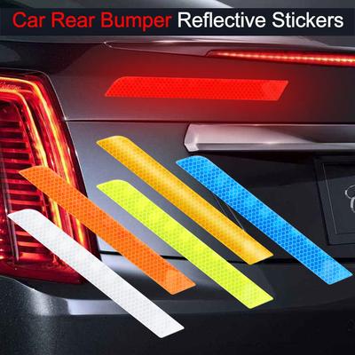 New Universal 2pcs Car Reflective Strip Stickers Rear Bumper Night Safety Warning Decal Tape Rear Bumper Stickers