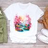 (Asian Size) Women Tee sweet love heart trend cute Top Clothing Casual  Short Sleeve T Shirt Fashion Print Lady Female Graphic T-shirts